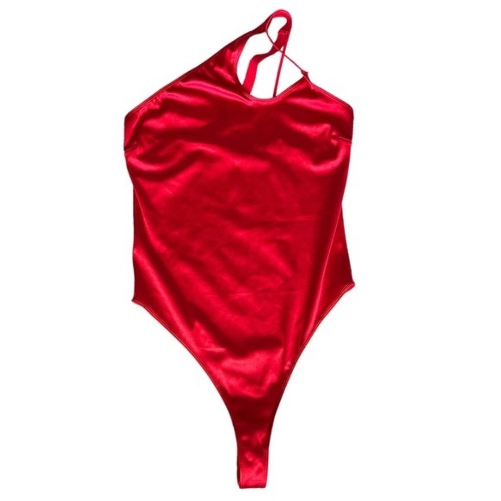 Out From Under Women Red Bodysuit One Shoulder Medium